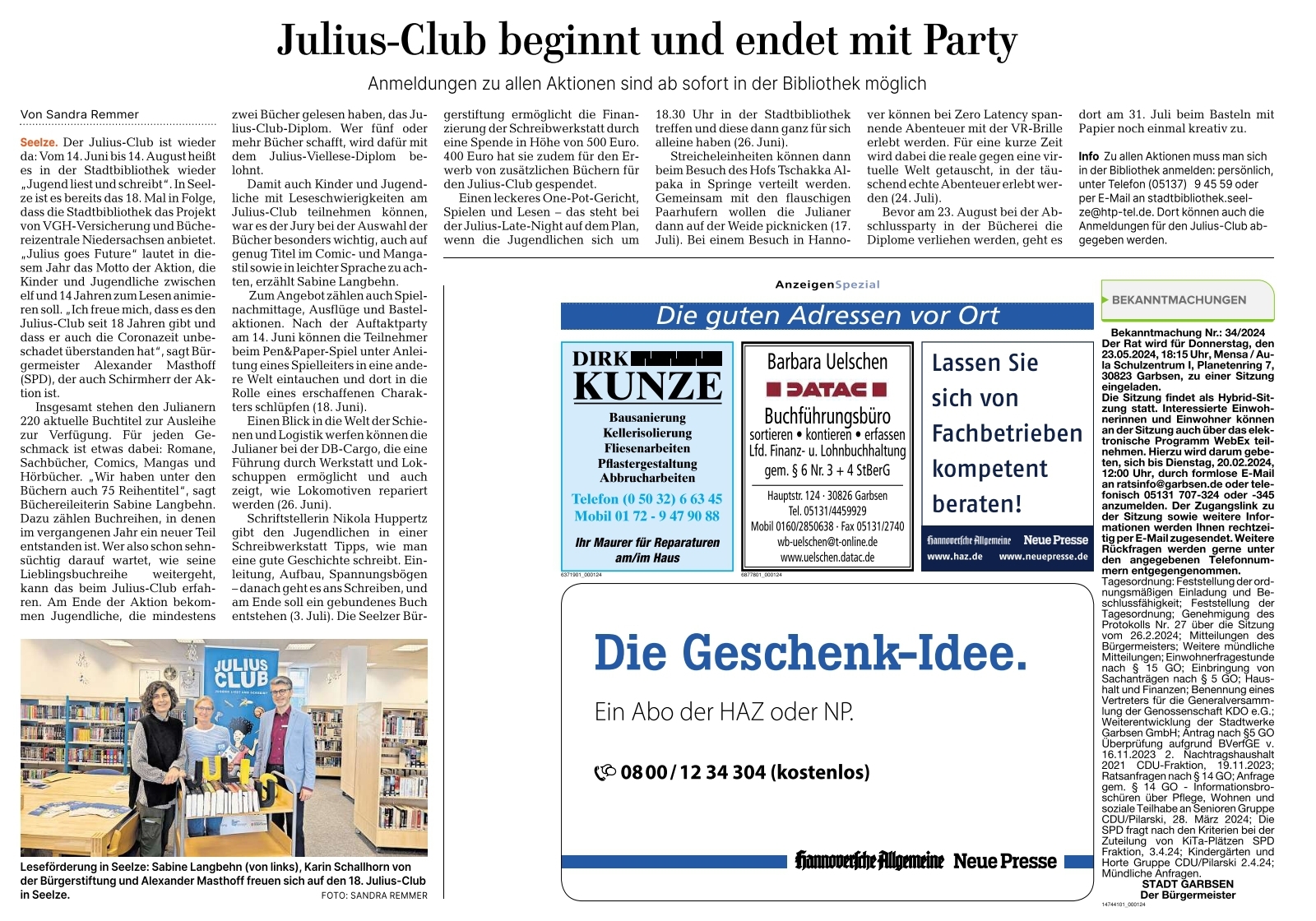 2024 1405 HAZ Seelze Julius Club beginnt und endet mit Party