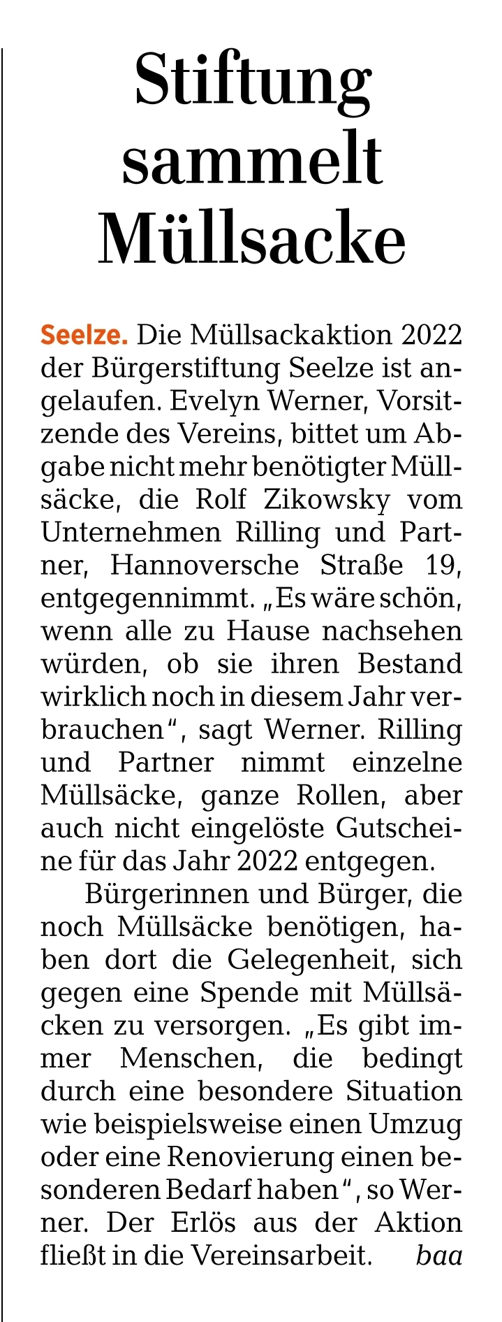2022 1110 HAU Seelze Stiftung sammel Muellsaecke