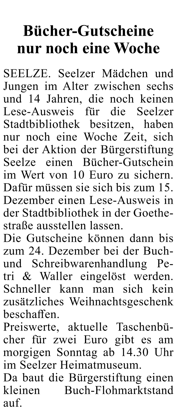 2022 1012 Umschau Buecher Gutscheine nur noch eine Woche