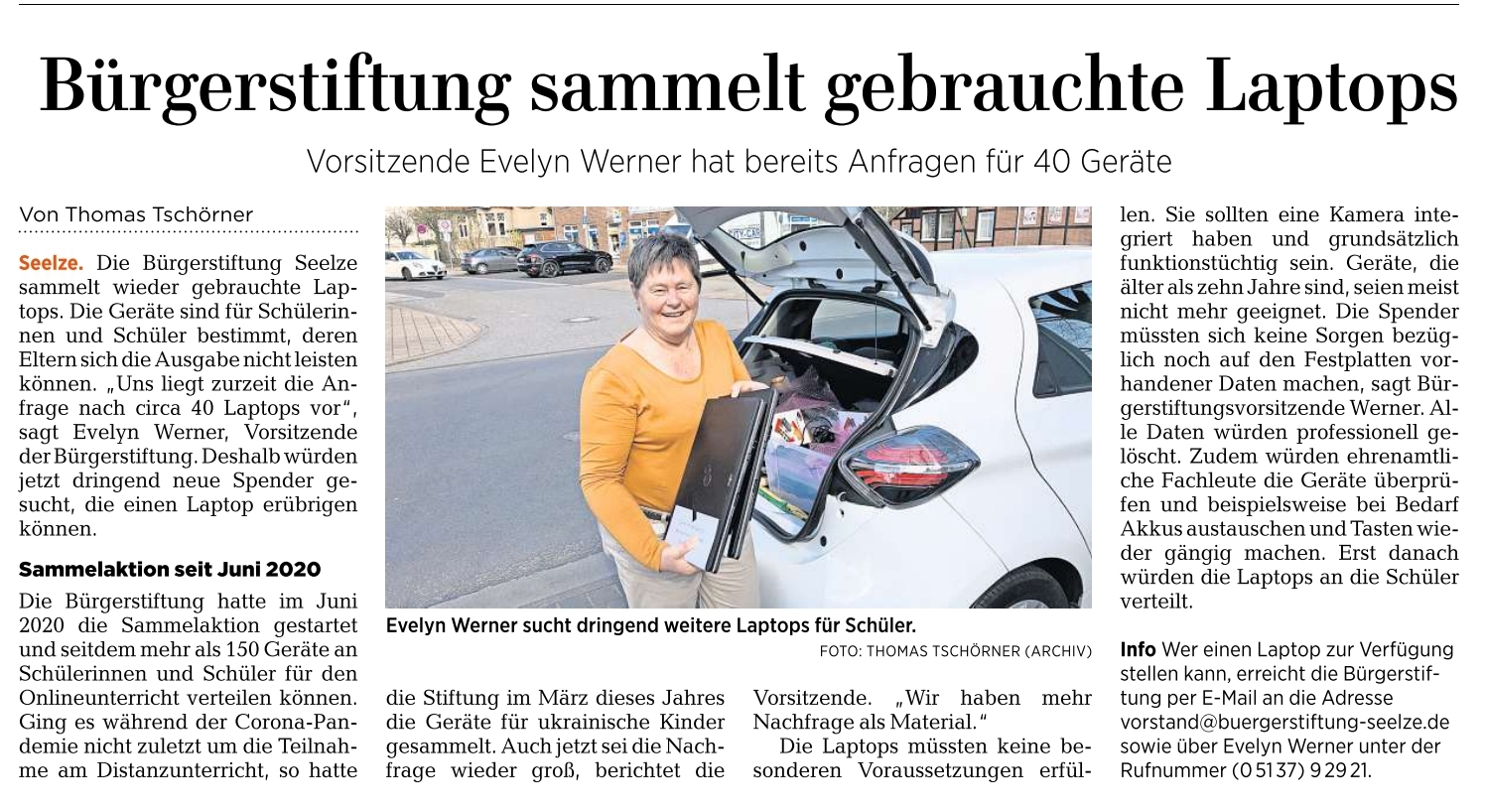 2022 1211 HAZ Seelze Bürgerstftung sammelt