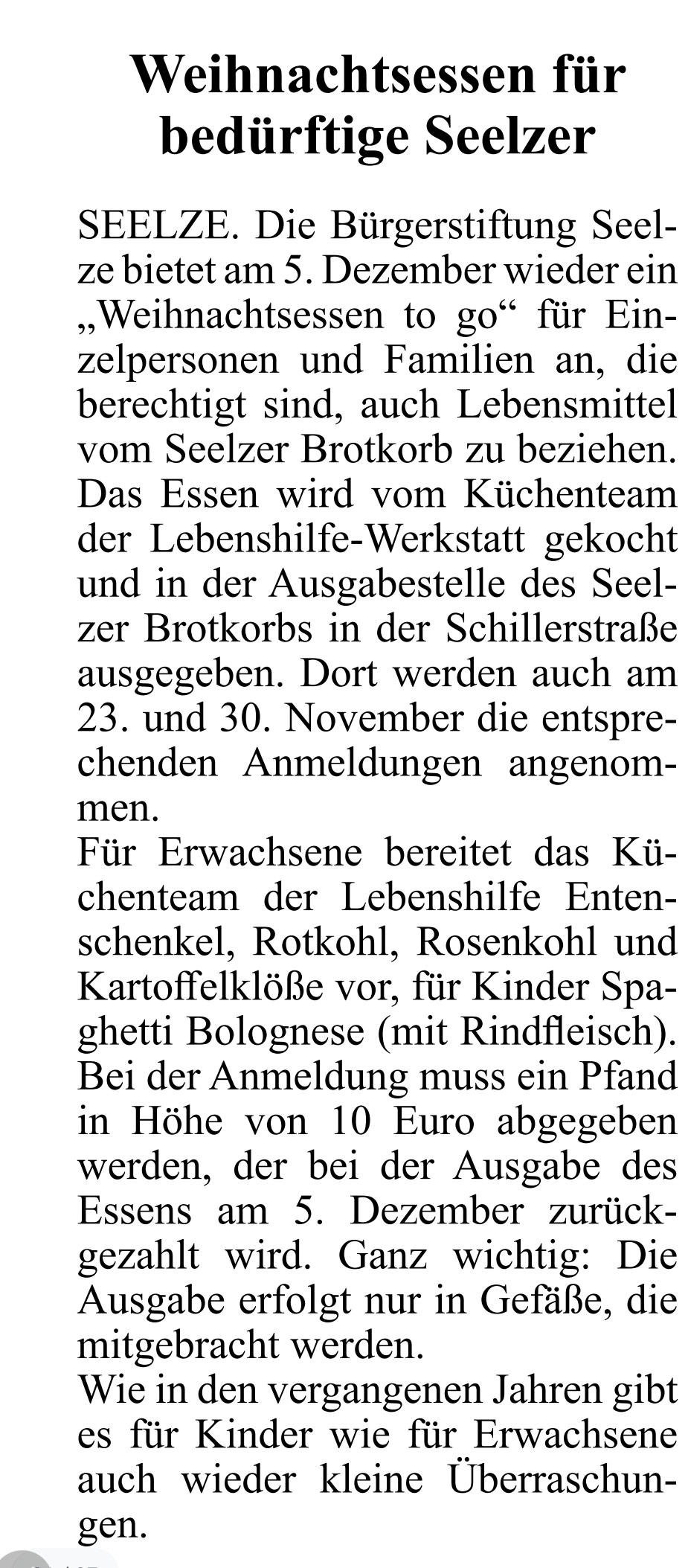 2023 1811 Weihnachtsessen fuer beduerftige Seelzer